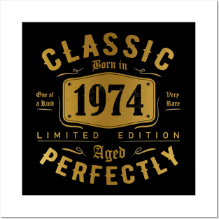 Classic 46th Birthday gift for men women Vintage 1974 T-Shirt Posters and Art